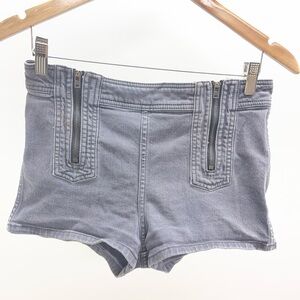 Free People Gray Jean Shorts with Zipper Detail